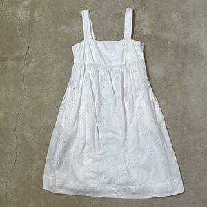 Banana Republic White Eyelet Sleeveless Tank Dress Women’s Size 12 Cotton Lined
